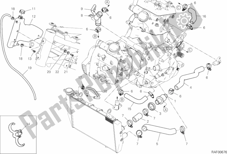 All parts for the Cooling Circuit of the Ducati Multistrada 1260 ABS USA 2020